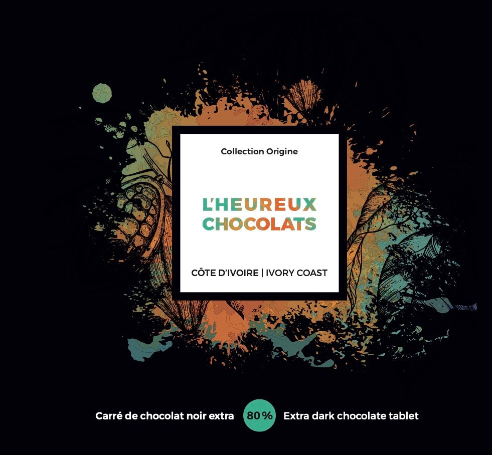 Carré de chocolat  noir extra Côte d'Ivoire 80%